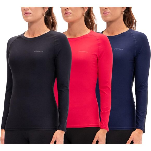 Tops - Women's Compression Shirts 3 Pack Long Sleeve Athletic Workout Tops